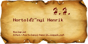 Hortolányi Henrik névjegykártya